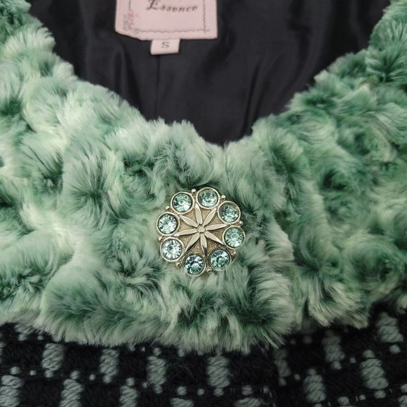 Young Essence Cropped Jacket Women Size S Boho 3/4 Sleeve Dressy Evening Black - Picture 3 of 11